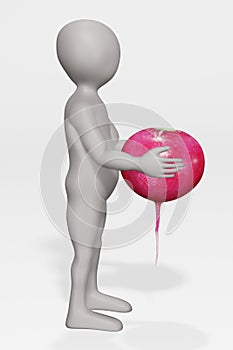 Render of Cartoon Character with Radish