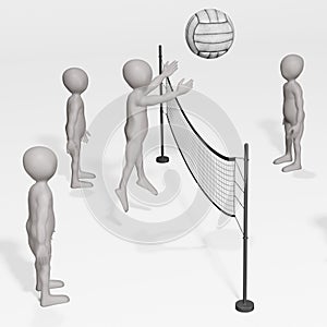 Render of Cartoon Characters playing Volleyball