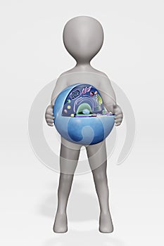 Render of Character with Human Cell