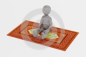 Render of Character with Oriental Carpet