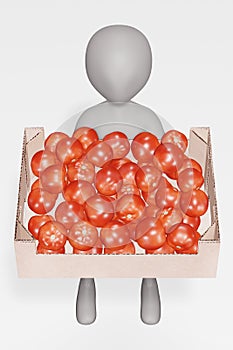 Render of Character with Tomatoes in Box