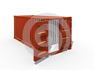 Render of container with opened door isolated.