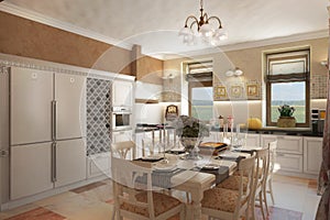 Render of the country house interior