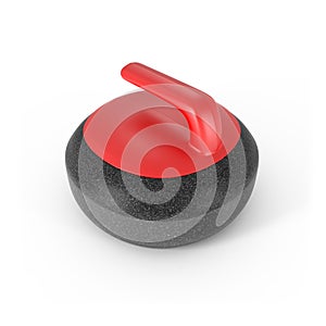 Render of Curling Stone with Red Handle on white