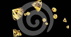 Render with falling gold diamonds on a dark background