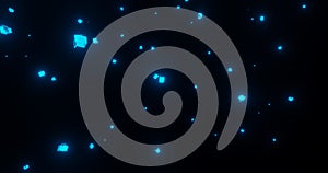 Render with falling neon boxes on a black background