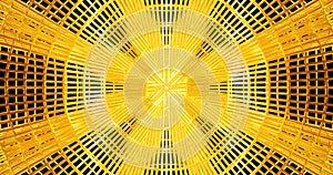 Render with a grid of golden lines converging in the center