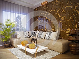 Render of interior design living room