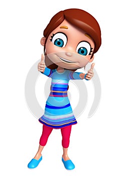 Render of Little Girl with thums up pose photo