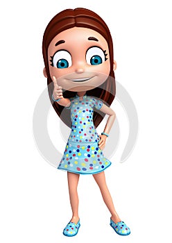 Render of Little Girl with thums up pose photo