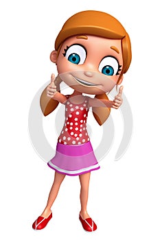 Render of Little Girl with thums up pose photo