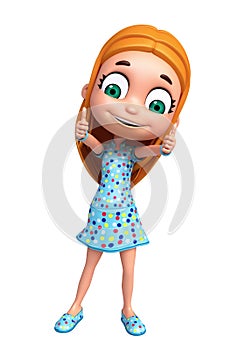 Render of Little Girl with thums up pose photo