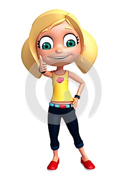 Render of Little Girl with thums up pose photo