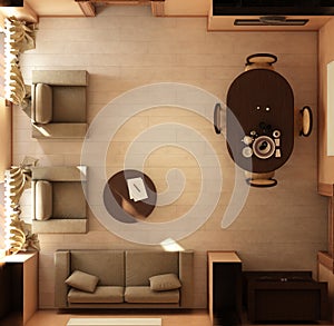 Render of the recreation room
