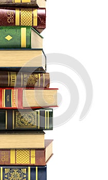 Render of stack old colorful books