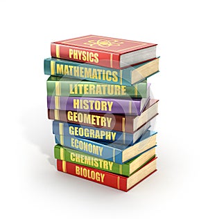 render of stack old colorful school books