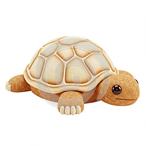 Render of a Turtle with Brown Shell Isolated on a White Background