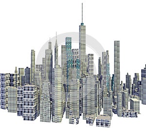 Rendered 3d city skyline isolated