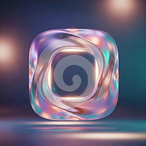 Rendered abstract three dimensional loop shape with a reflective