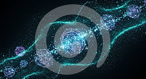 Secure data flowing through a futuristic digital network