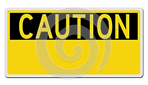 Rendered blank yellow CAUTION sign