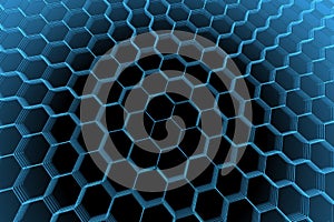 Rendered blue xray transparent abstract hexagon