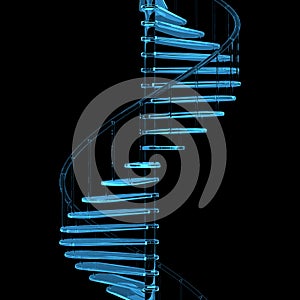 Rendered blue xray transparent staircase photo