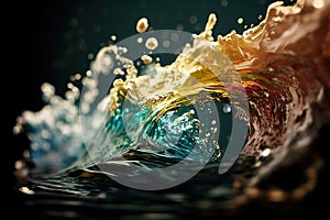 rendered colorful splash image as a wave incoming, illustration, animation style, ai generated image photo