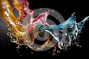 rendered colorful splash image, falling down, ai generated image photo