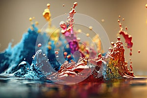 rendered colorful splash image, wave style, ai generated image photo
