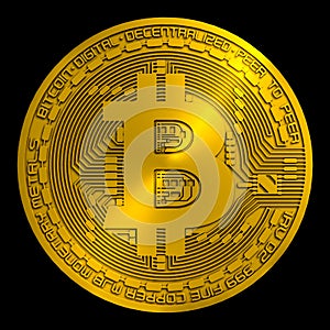 Rendered golden bitcoin