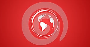 Rendered Illustration of Planet Earth Globe Rotating With Infographic Vector Animation in Red and White