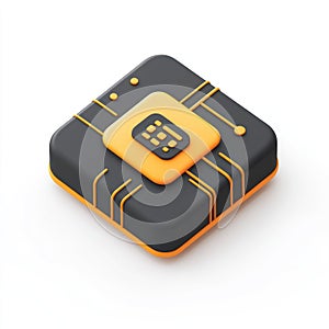 Modern Technology Chip: 3D Render of Microchip