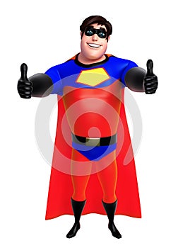 Rendered illustration of superhero with thums up pose photo