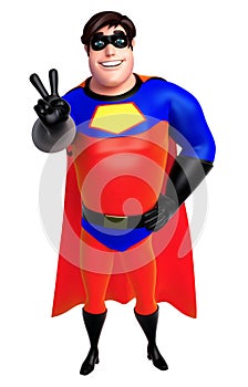 Rendered illustration of superhero with Victory pose