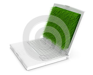 Rendered white notebook with grass