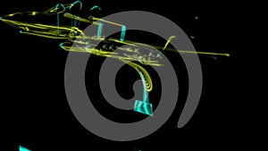 Rendering 3D animation, VISUAL EFFECTS universal, long range fighter interceptor Model on a black background