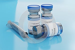 Rendering 3d vaccine medicine bottle flu vaccine anti-vaccination