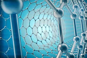 Rendering abstract tube nanotechnology hexagonal geometric form close-up, concept graphene molecular structure