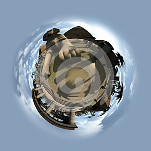 Rendering of an ancient egypt themed little planet