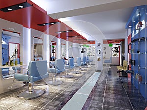 Rendering Barber Shop image showing chairs photo
