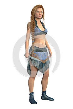 Rendering of a beautiful young fantasy style woman character