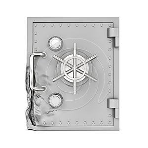 Rendering of broken safe box isolated on white background