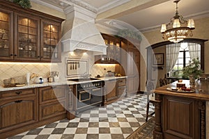 Rendering of a classic kitchen in the American style