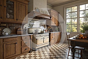 Rendering of a classic kitchen in the American style