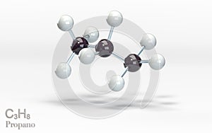 C3H8 Propano. Molecule with hydrogen and carbon atoms. 3d rendering photo