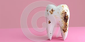 Rendering of a decayed and built-up tooth.