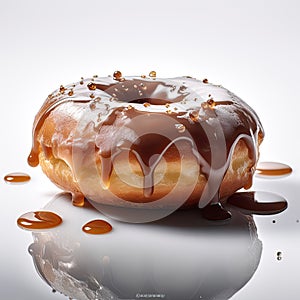 a rendering of a donut covered in chocolate sauce