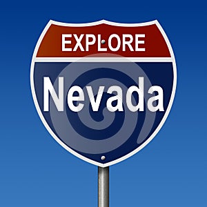 Explore Nevada highway sign