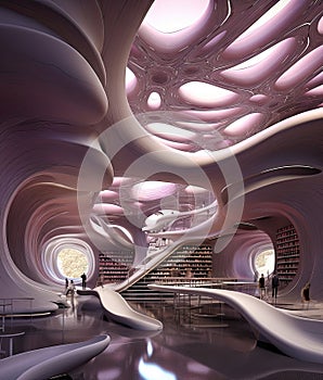 a rendering of a futuristic building with a ceiling design